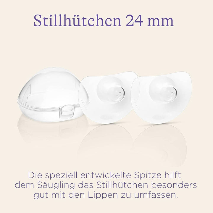 Lansinoh Stillhütchen 24 Mm (Größe 2), 2 Stück Inkl. Aufbewahrungsbox - Angenehmes Tragegefühl - Trotz Anlegeschwierigkeiten Weiter Stillen