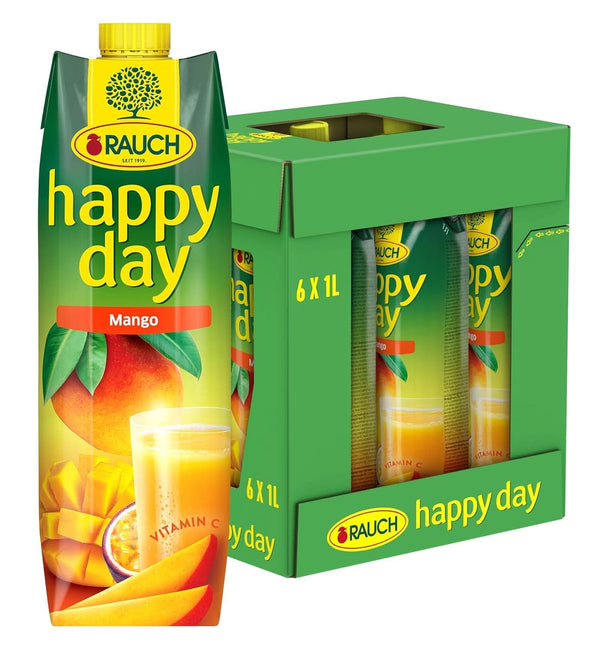 Rauch Happy Day Mango | Băutură rafinată cu fructul pasiunii | O mulțime de vitamina C | 6 x 1 litru, Tetra Prisma