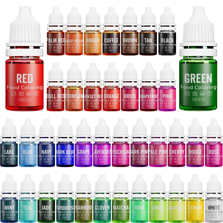 Lebensmittelfarbe - 12 X 10Ml Lebendige Lebensmittel Farben Zum Backen, Kuchen Dekorieren, Zuckerguss, Kekse, Fondant Und Macaron - Flüssige Food Coloring Für Die Seifenherstellung Und Basteln