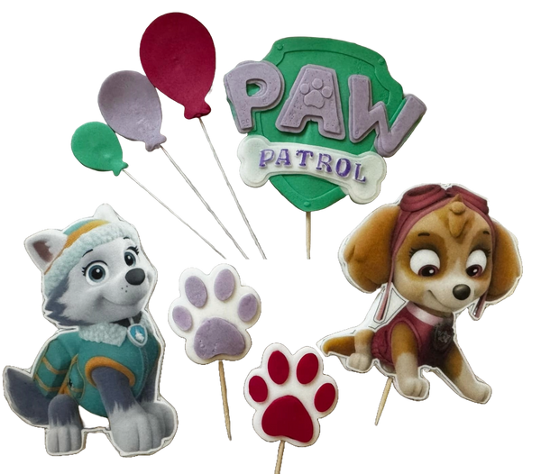 Set mit 8 essbaren Zuckerpastendekorationen, Paw Patrol