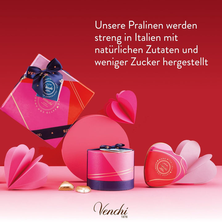 Venchi – Geschenkkoffer Mit 9 Pralinen Baciodidama Und Veganem Chocoviar Gianduia, Glutenfrei, Valentinstagskollektion, 158 G, Geschenkidee