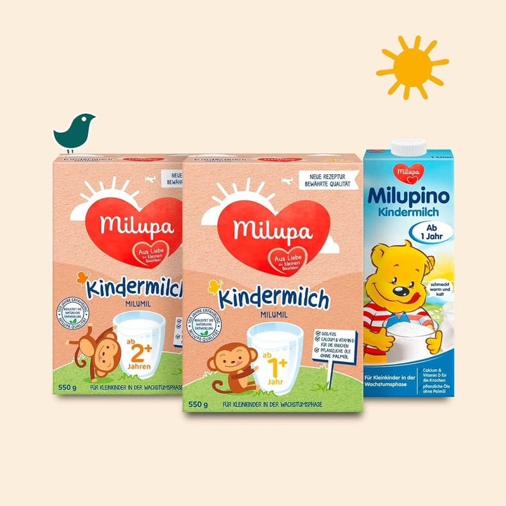 Milupa Milumil Kindermilch 1 plus – Ab 1 Jahr – Für Kleinkinder in Der Wachstumsphase – Begleitet Die Natürliche Entwicklung – 5 X 550 G Pulver