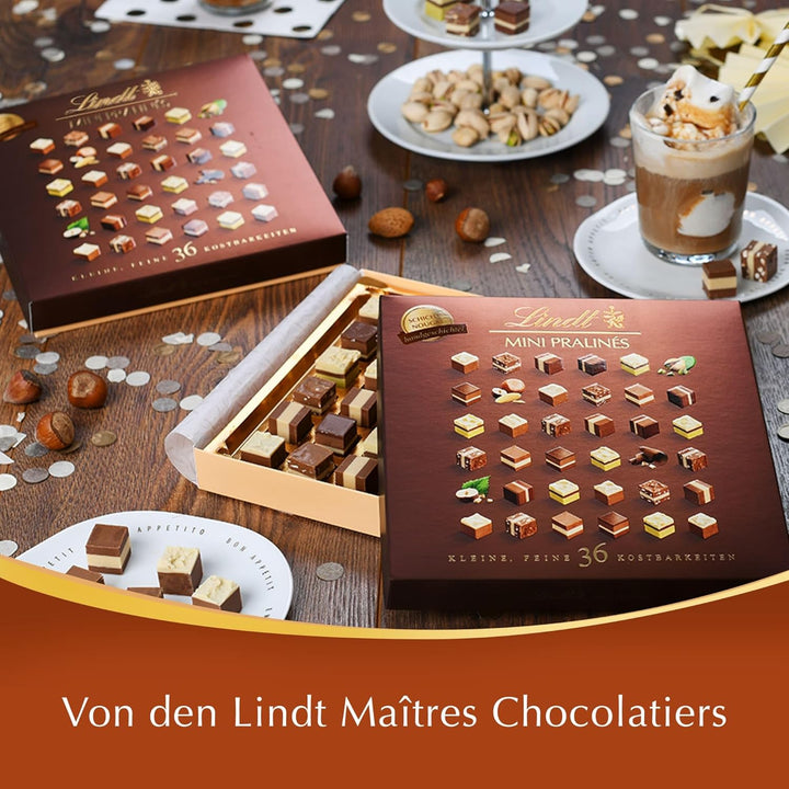 Lindt Schokolade - Nougat Mini Pralinés | 165 G | -Schachtel Mit 36 Pralinen in 9 Ausgewählten, Exquisiten | Pralinengeschenk | Schokoladengeschenk | 1Er Pack