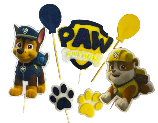 Set mit 7 essbaren Zuckerpastendekorationen, Paw Patrol