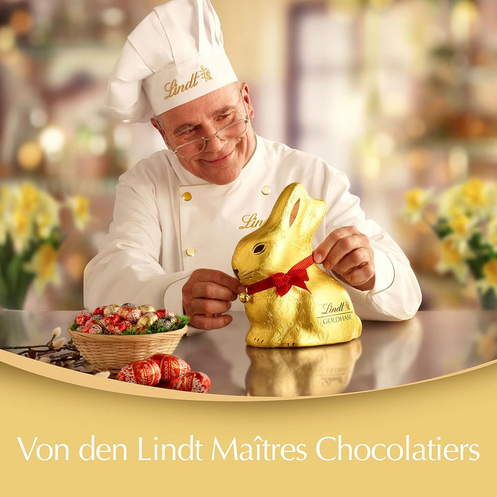 Lindt Schokolade Hasen-Nest | 194 G | Geschenk Mit Vollmilch GOLDHASE Und 8 Eiern in Den Sorten LINDOR Milch, Vanille Trüffel, Cresta, Nougat | Oster Schokolade | Schokoladengeschenk