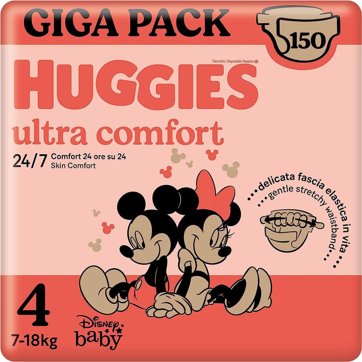 Huggies Ultra Comfort, scutece mărimea 4 (7-18 kg), design Disney, pachet de depozitare