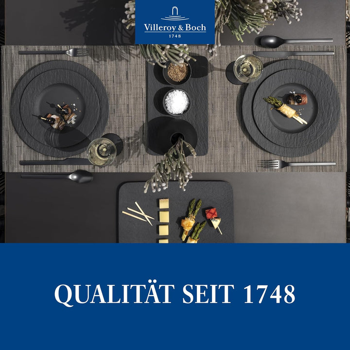 Villeroy & Boch – Manufacture Rock Starter-Set 6 Teilig Schwarz, Spülmaschinenfest, Mikrowellensicher, Geschirr Set Schwarz Matt, Tafelservice, Essgeschirr, Premium Porzellan