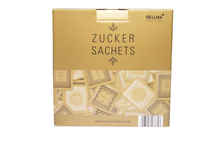 Hellma Zucker-Sachets Goldline 750 Stk. Je 3,6 G – 3,6 Kg Vorrats-Box - Zuckertütchen Einzeln, Für Kaffee Oder Tee