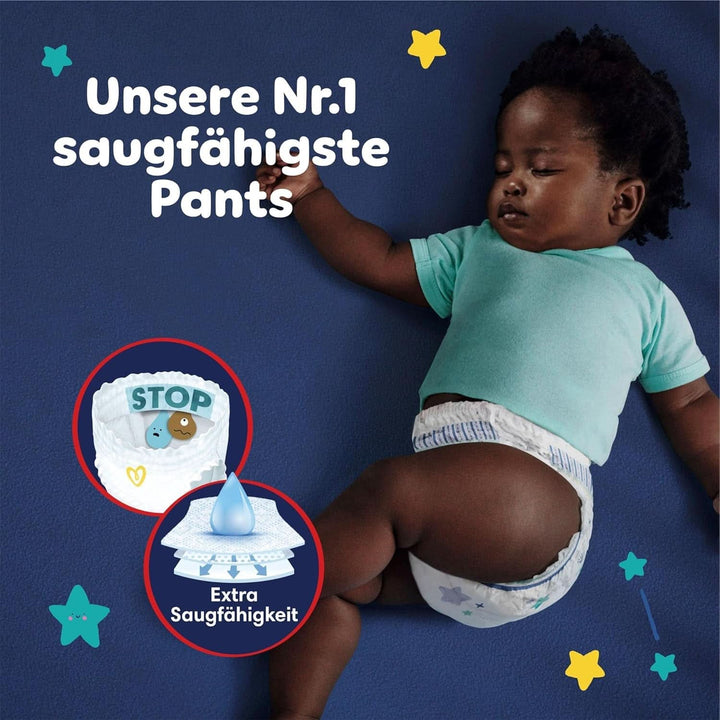 Pampers Night Nappies Pants, pantalonii pentru scutece oferă protecție suplimentară pentru întreaga noapte