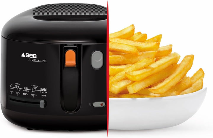 Tefal Simply One Elektrische Fritteuse, XL Fassungsvermögen Für Bis Zu 1,2 Kg Pommes, Exklusives Kühlwandsystem, Spülmaschinenfeste Teile, Sichtfenster, Einstellbares Thermostat, Schwarz, FF1608