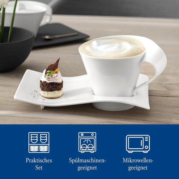 Villeroy & Boch – Newwave Basic Tafelservice 30 Teilig, Geschirr Set Für 6 Personen, Spülmaschinenfest, Geschirrset, Service, Teller, Tassen, Weiß, Keramik, Premium Porzellan