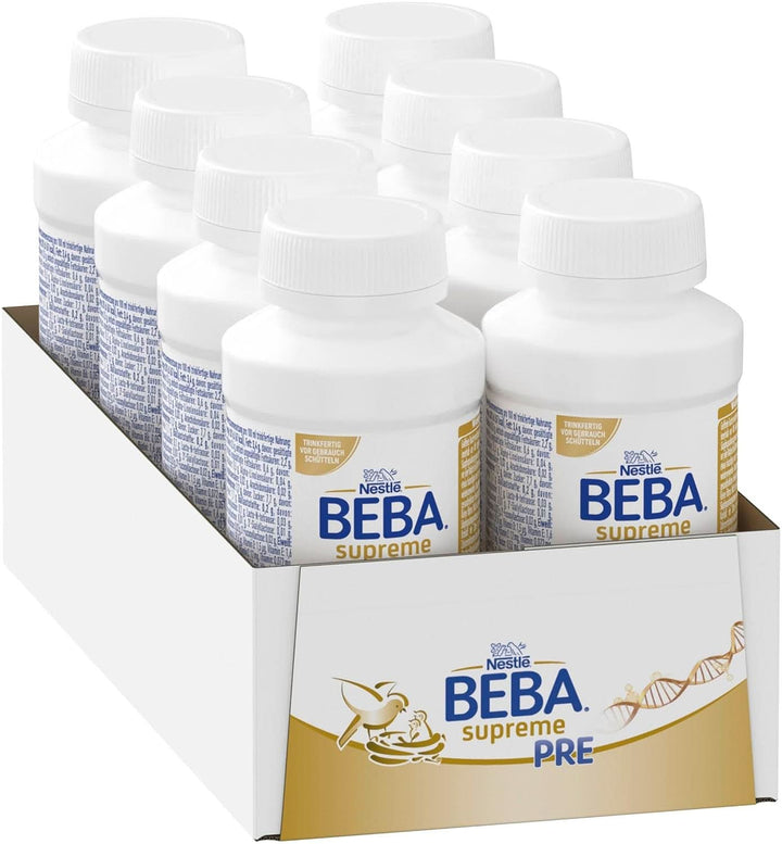 BEBA SUPREME PRE Anfangsmilch Trinkfertig, Von Geburt An, Babynahrung Mit DHA, Nur Laktose, Ohne Palmöl, 8Er Pack (8 X 200Ml)