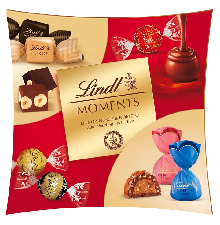 Lindt Schokolade Moments Sharing | 223G | Raffinierte Mischung Aus Feinsten LINDOR Kugeln, Knackig-Nussiger NUXOR Gianduja-Schokolade Und Knusprigen FIORETTO Pralinés | Schokoladen-Geschenk