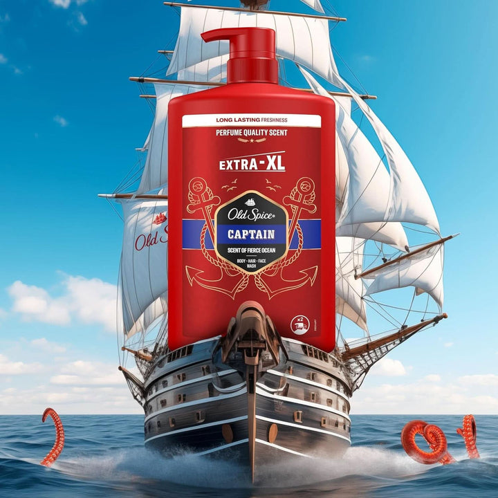 Old Spice Captain 3-In-1 Gel de duș și șampon pentru bărbați, 1 litru