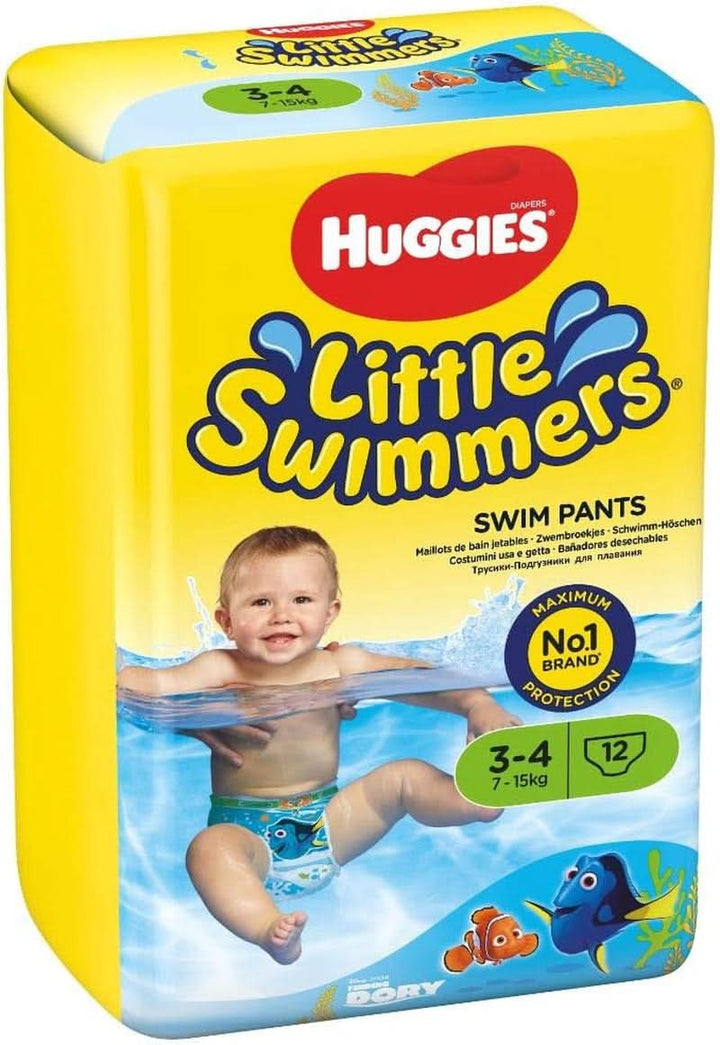 Huggies Little Swimmers Scutece de baie de unică folosință pentru bebeluși și copii, mărimea 3-4 (7-15 kg), 12 scutece de baie, unisex