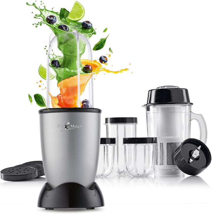 Gourmetmaxx Mr. Magic Mixer | Smoothie Maker Mit Xxl-Zubehörpaket | Standmixer 18-Tlg. | Blender Mit Auslaufsicheren Frischhaltedeckeln | Food Processor Für Shakes, Smoothies Etc.