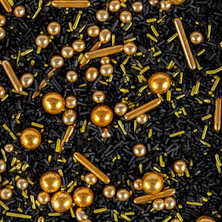 Super Streusel, Gold Rush Gold Black Sprinkle Decoration