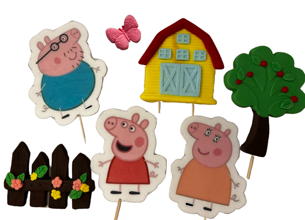 Set mit 7 essbaren Dekorationen aus Zuckerpaste, Peppa Pig