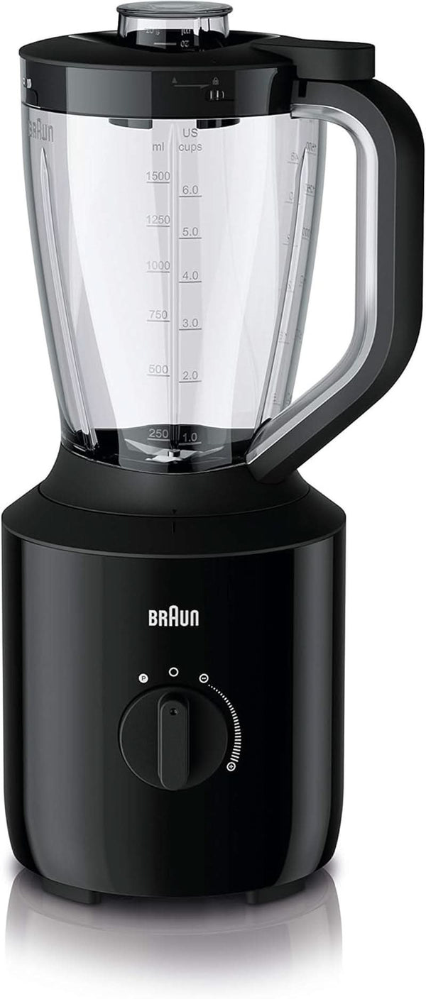 Braun Powerblend 3 JB 3150 BK Standmixer - 1,5 L Glas-Mixaufsatz, Küchenhelfer Zum Zerkleinern, Pürieren & Mixen, 800 Watt, Schwarz