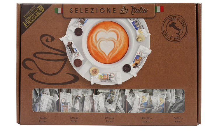 HELLMA Italian Selection - 200 Stk. Italienische Süßigkeiten Einzeln - Mix 5 Sorten - Vorrats-Box - Für Hotel, Café