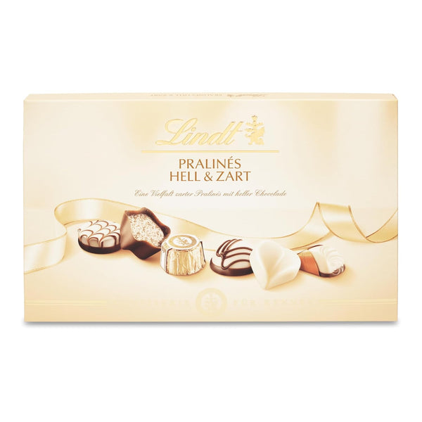 Lindt Schokolade - Pralinen Hell & Zart | Pralinés-Schachtel Mit 21 Heller Pralinen in 7 Köstlichen Sorten Mit Und Ohne Alkohol | Pralinengeschenk | Schokoladengeschenk | 200 G (1Er Pack)