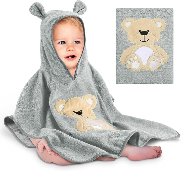 Kapuzenhandtuch Baby Handtuch Kapuze 100% Baumwolle Badeponcho Kinder- Oeko TEX - Babyhandtuch Mit Kapuze Weich & Super Saugfähig 0-3 Jahre-Löwe