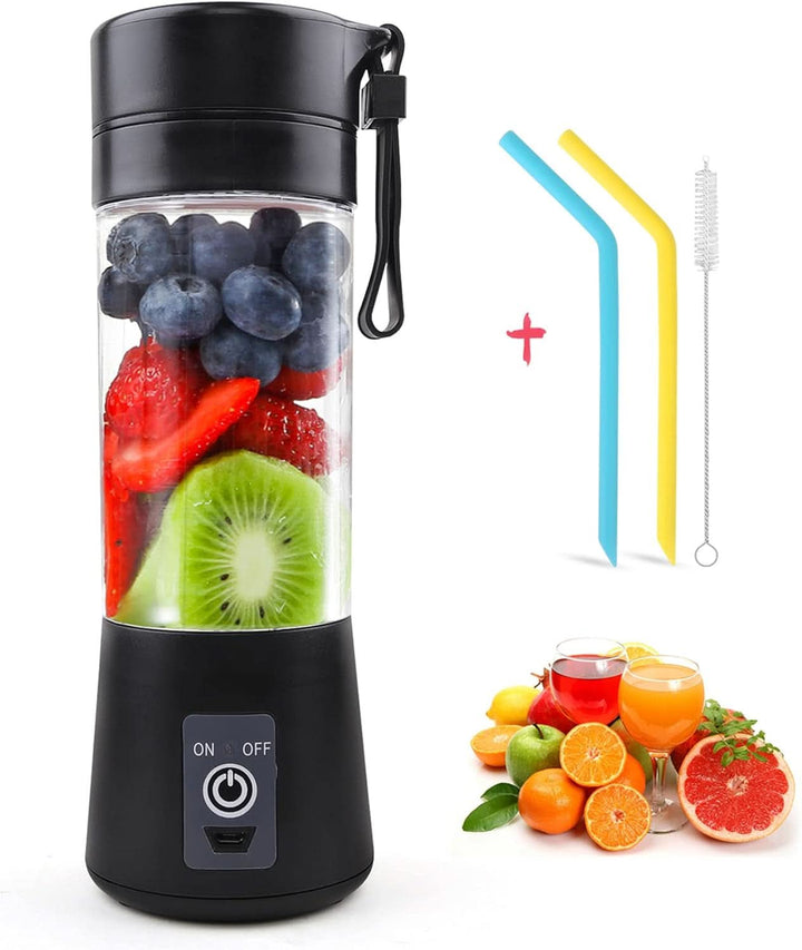 Mixer Smoothie Maker Tragbarer Entsafter: 380Ml Standmixer Persönlicher Shaker Proteinshake Mit 6 Edelstahlmesser Tragbar-Bpa-Freie Mit Usb-Mixbecher Für Shakes,Saftoutdoor,Schwarz