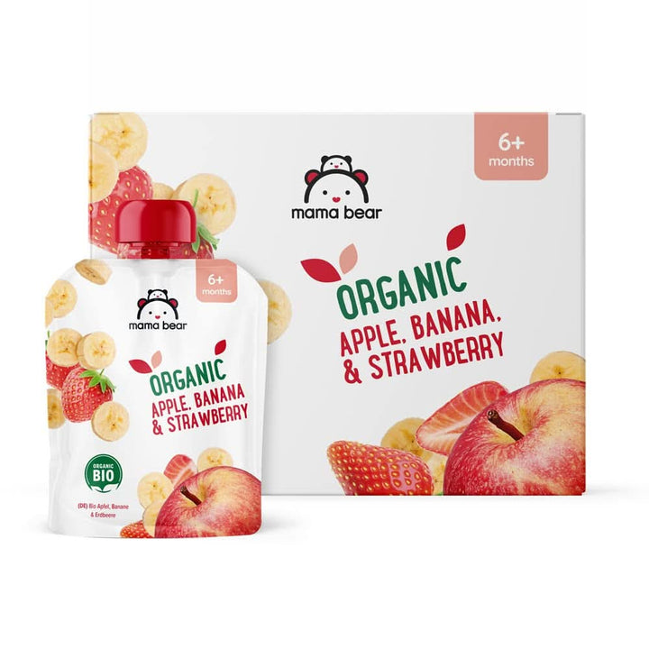 Mama Bear, piure organic diferite fructe, set 6 x 90 grame