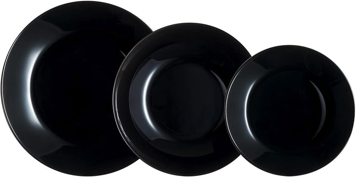 Arcopal Zelie Black Glasgeschirr-Set, 12-Teilig, 4-Sitzer, Schwarz