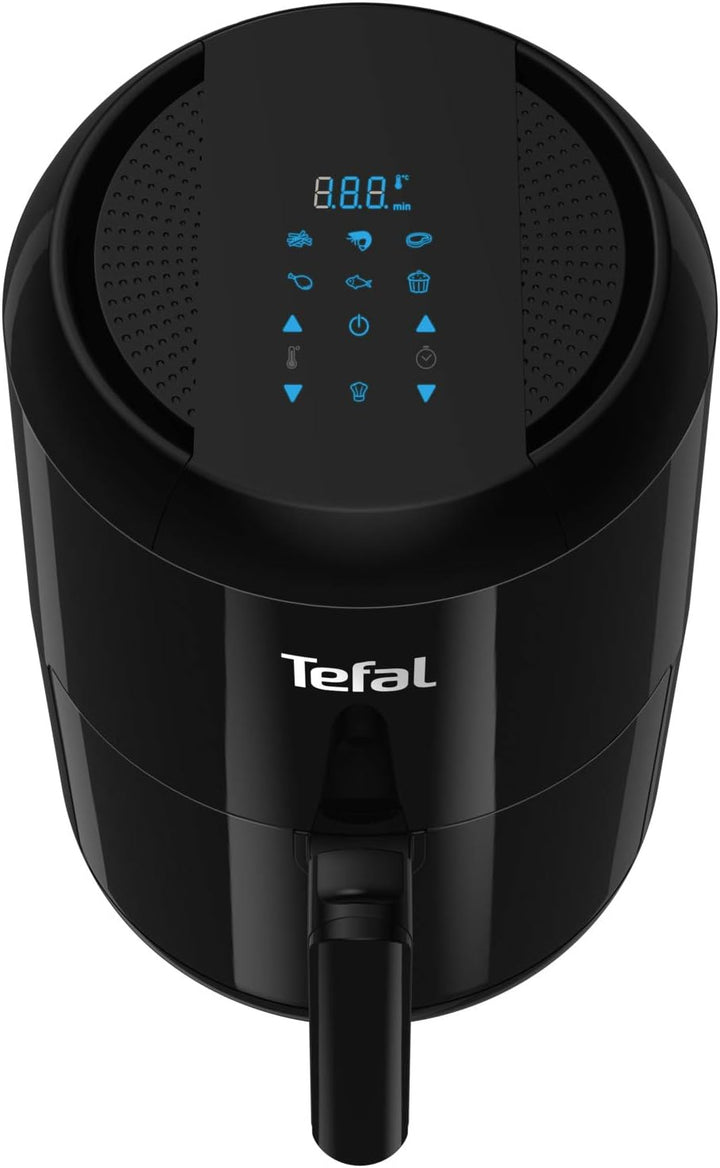 Tefal EY3018 Easy Fry Compact Heißluftfritteuse|1,6L|6 Kochprogramme|Digitales Display|Timer|Gesund Ohne Fett/Öl|Knusprige Pommes|Hot Air Fryer Für 1-2 Personen|1400W|25X25X35Cm,Schwarz