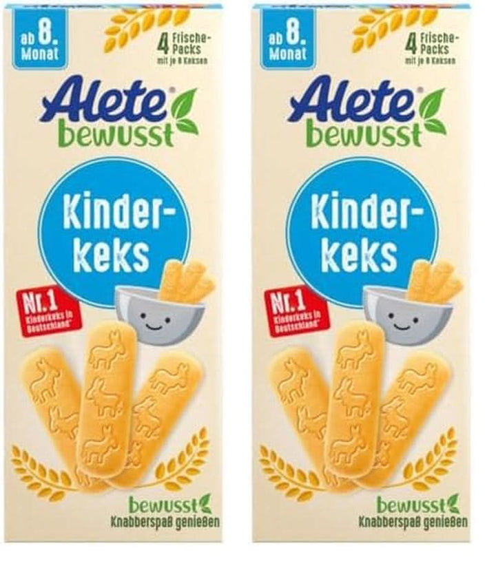 Alete Bewusst Kinderkeks, Ab Dem 8. Monat, Butterkeks Aus Weizen Für Kinder, Handlich Verpackte Kekse Als Kleiner Snack, Perfekt Für Unterwegs & Zwischendurch, 1 X 180 G