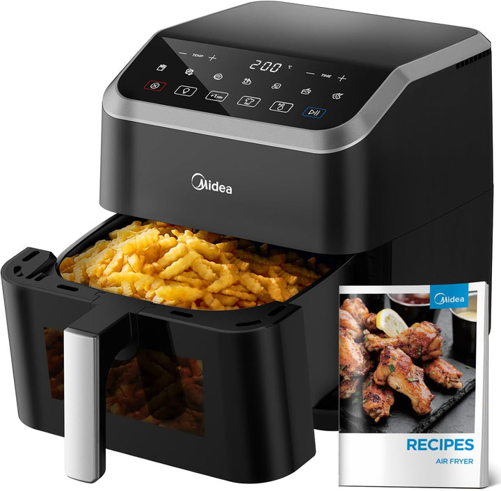 Midea Heißluftfritteuse 2L,1150W Airfryer, Frittieren Ohne Öl, Heißluft Fritteusen, Automatische Abschaltfunktion, Ölfrei, Leicht Zu Reinigen, Bpa-Frei, Schwarz