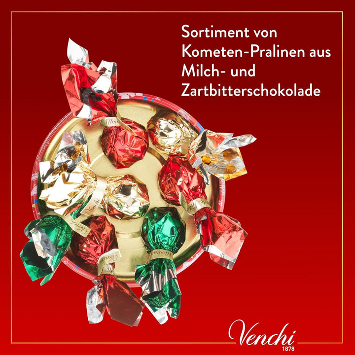 – Weihnachtskollektion – Runde Geschenkdose Mit Verschiedenen Kometen-Pralinen, 86 G – Geschenkidee – Glutenfrei