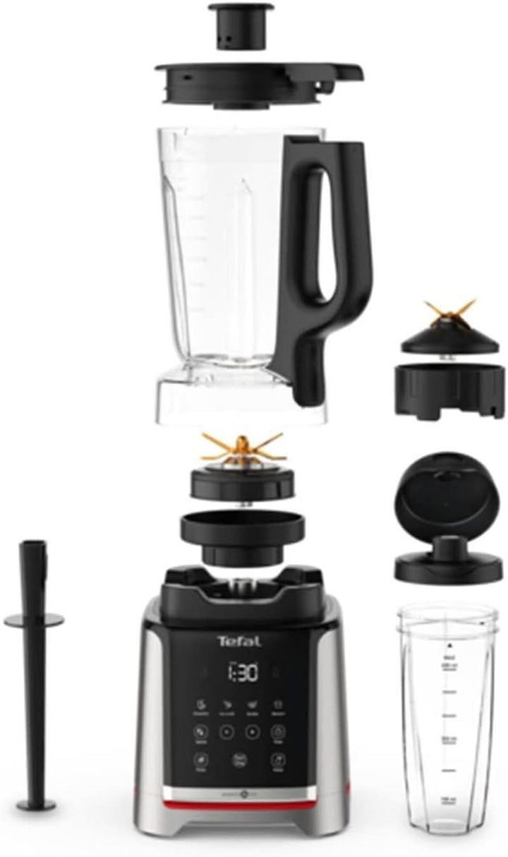 Tefal Infinymix Hochgeschwindigkeits-Standmixer, 5 Auto-Programme + Manuelle Einstellung, 2,6-L-Tritan-Behälter, Inkl. 600Ml Reisebecher/Stampfer/Rezeptheft, Silber, BL91HD31