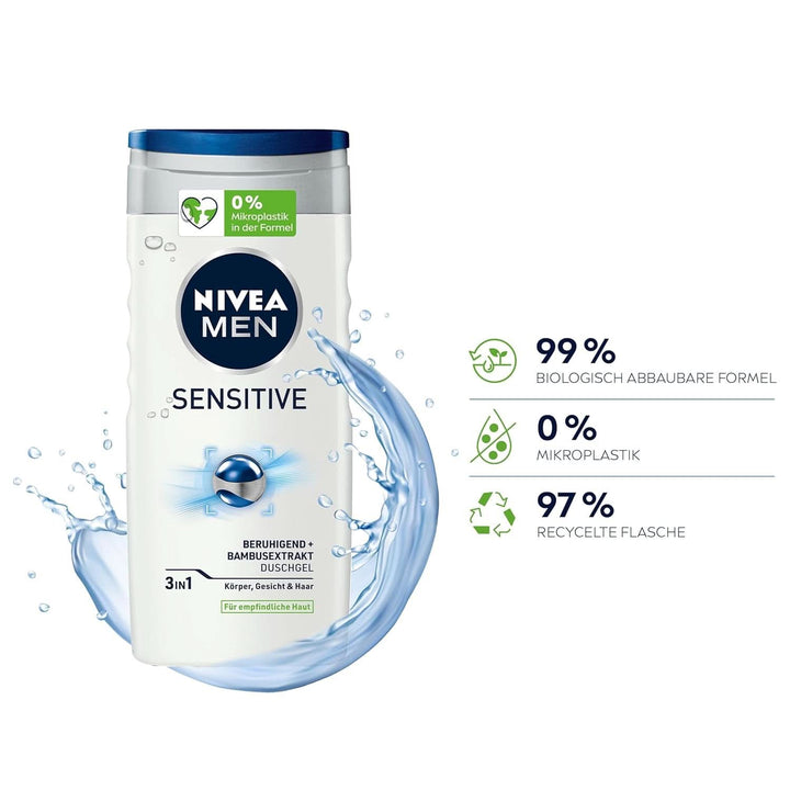 NIVEA MEN Sensitive, gel de duș neutru pentru pielea sensibilă, 250 ml