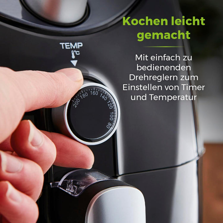 Tower T17021 Heißluftfritteuse Für Die Ganze Familie Mit Schneller Luftzirkulation - 60-Minuten-Timer - Airfryer 4,3L 1500W - Schwarz