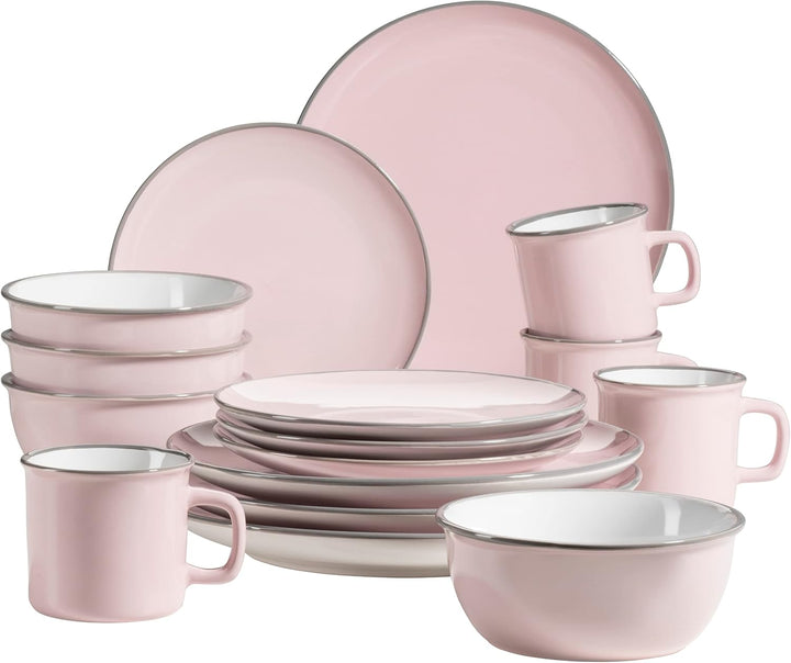 Mäser Geschirr-Set, Steingut Maila Rosa/Grau/Blau/Grün, 4-Personen-Set