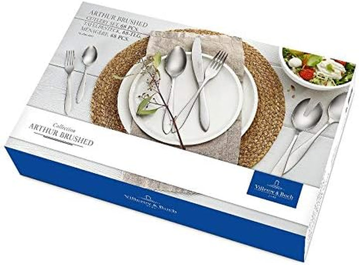 Villeroy & Boch – Arthur Besteckset 68 Tlg. Silber/Platin, Spülmaschinenfest, Rostfrei, Besteck Set 68 Teilig, Gabel, Messer, Löffel, Essbesteck Set, Gebürsteter Edelstahl