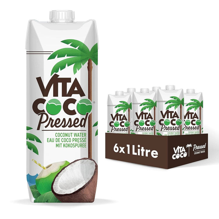 Vita Coco Pure Coconut Water 6 x 1litru, hidratant natural cu electroliți, fără gluten, plin de vitamina C și potasiu