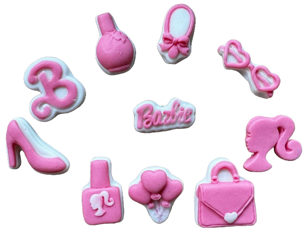 Set 10 edible decorations from sugar paste, Barbie