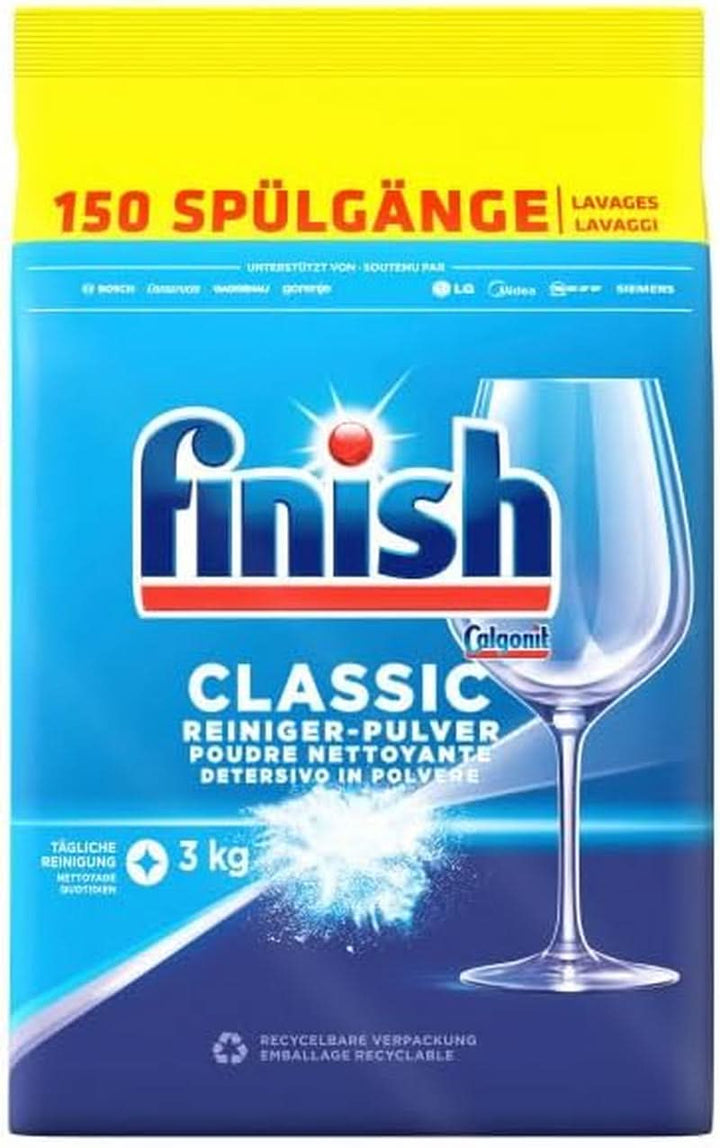 Detergent pudră Finish Classic, fără fosfați - pentru un rezultat strălucitor la spălarea vaselor