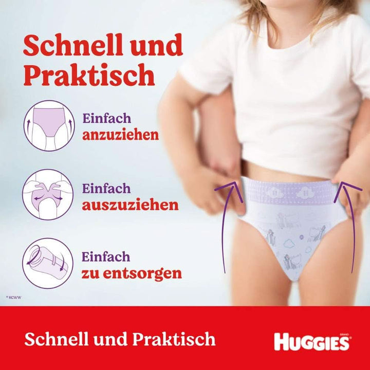 Huggies Ultra Comfort Pants mărimea 4, 9 - 14 kg, Pentru copii activi, Cu indicator de umezeală și tehnologie cloud waistband, 144 scutece