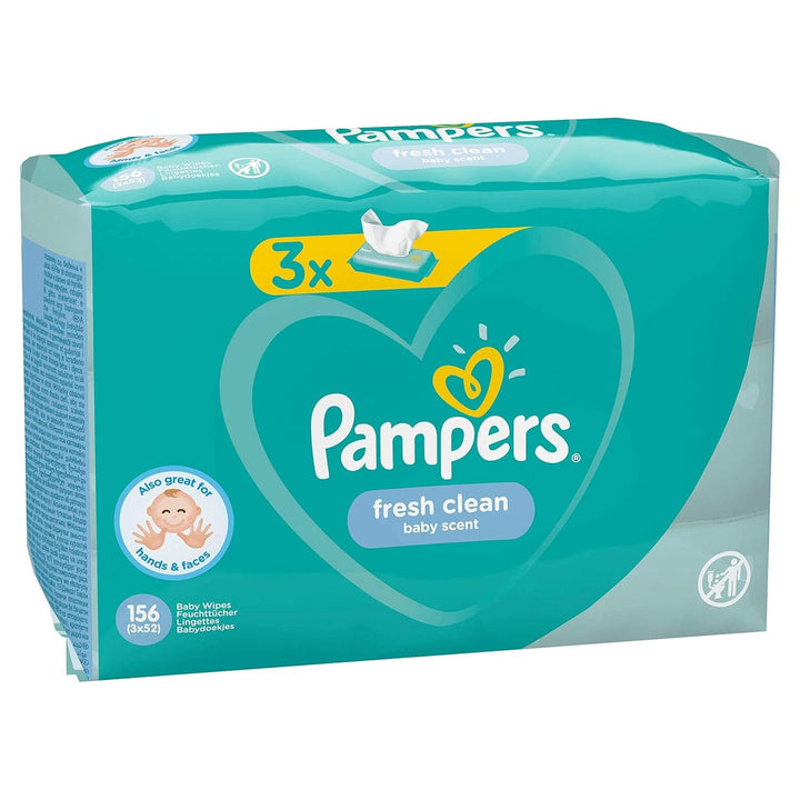 Pampers Fresh Clean 81688041 Baby-Feuchttücher, 52 Stück, (Wet Baby Wipe, Plastikbeutel, Girl/Boy, Türkis, Weiß, Deutschland, 896,7 G)