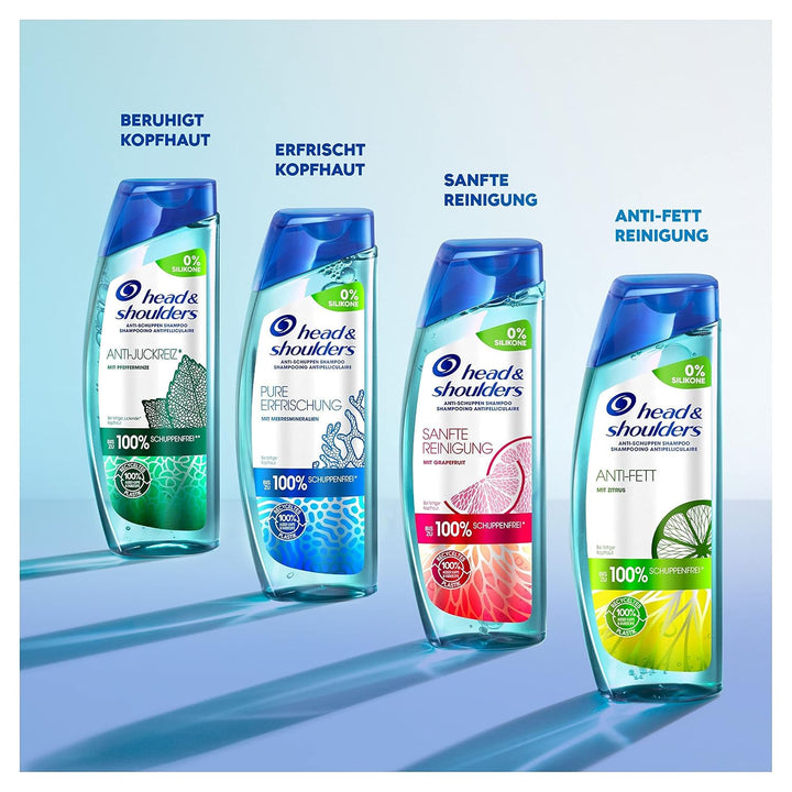 Head & Shoulders Anti-Schuppen Shampoo, Anti-Fett, Bis Zu 100% Schuppenfrei, Silikonfrei, Mit Zitrus, Haarpflege, Kopfhautpflege, Frischegefühl, 250Ml