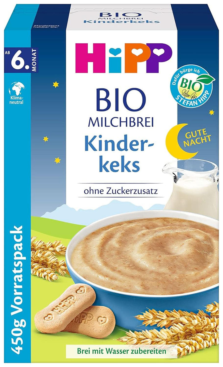 Hipp terci de lapte organic fără adaos de zahăr, semolina si banana, pachet de stocare (4X450 grame)