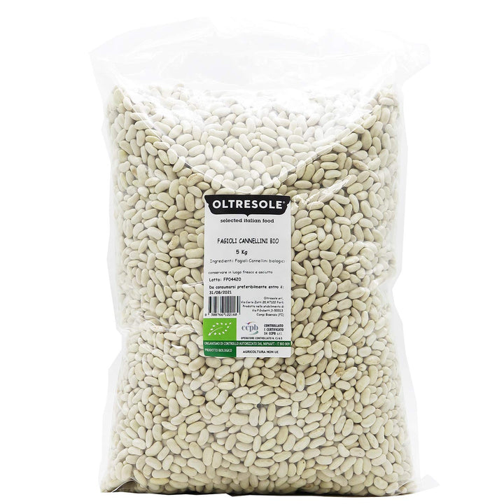 , Bio-Cannellini-Bohnen 5 Kg, Bio-Hülsenfrüchte Aus Kontrolliertem Anbau, Reich an Ballaststoffen, Vitaminen Und Mineralsalzen, Ideal Für Suppen Und Salate, Convenience-Größe