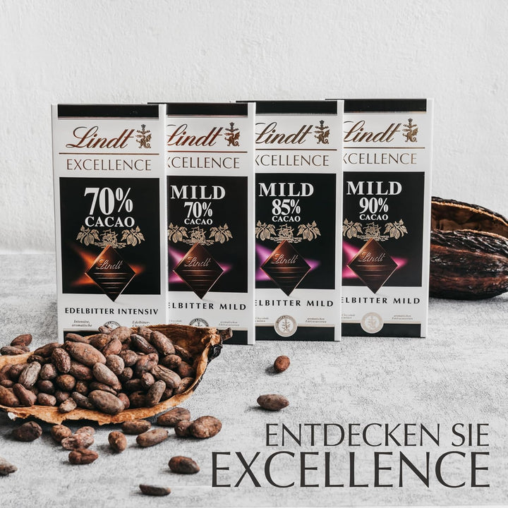 Lindt EXCELLENCE 70% Kakao - Edelbitter-Schokolade | 100 G Tafel | Vollmundige Bitter-Schokolade | Intensiver Kakao-Geschmack | Dunkle Schokolade | Vegane Schokolade | Schokoladengeschenk