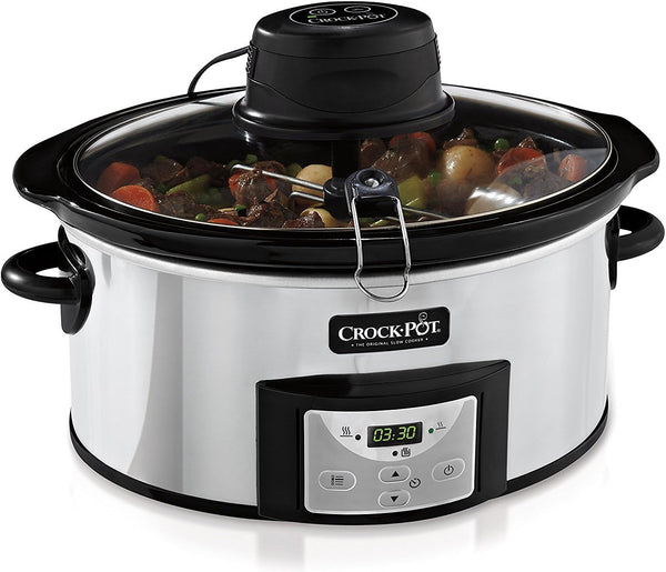 Crockpot Schongarer Mit Automatischer Rührfunktion | Mit Programmierbaren Bedienelementen | 5,7 L (Für 5–6 Personen) | Mit Automatischem Mixer | Edelstahl [CSC012X]