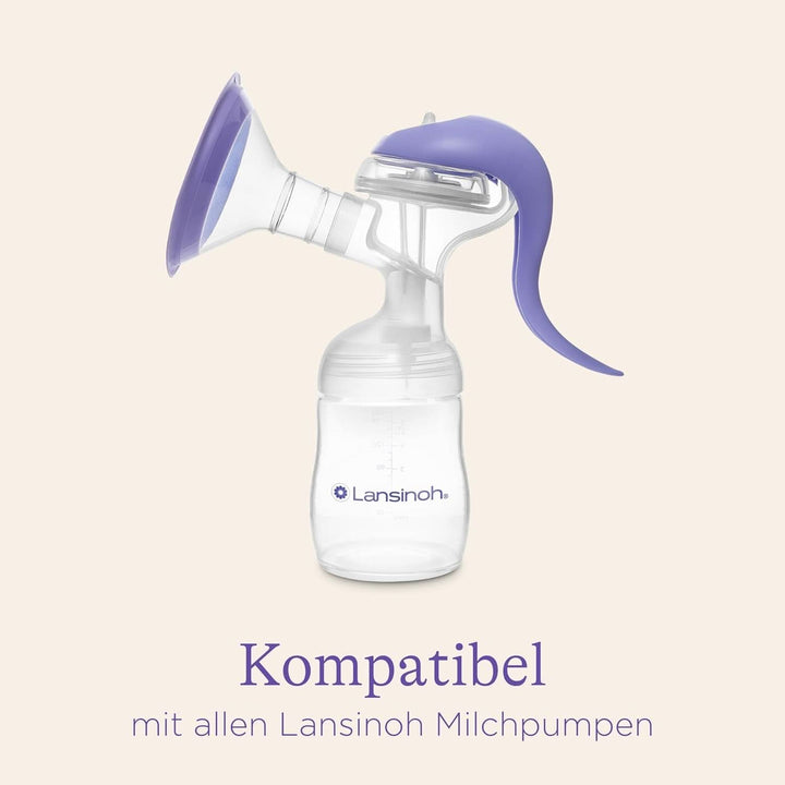 Lansinoh Muttermilchflaschen, 4 X 160 Ml - Zur Sicheren Muttermilch Aufbewahrung - Neues Kompaktes Design Für Verbesserte Stabilität - Mit Stapelbarem Deckel