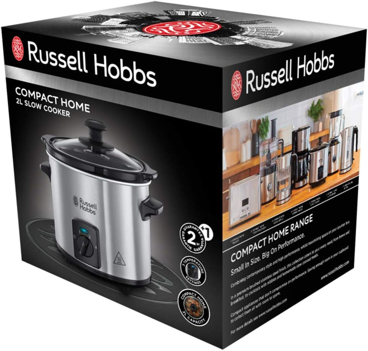 Russell Hobbs Slow Cooker Mini [Schwerer 2L Keramik-Gartopf Für Opt. Temperaturverteilung] Compact Schongarer (3 Temperatureinstellungen & Warmhaltefunktion, 145W) Slowcooker 25570-56